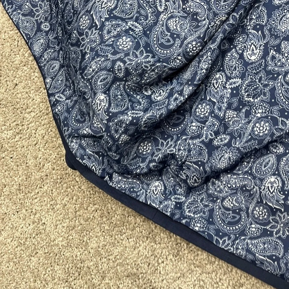 Lauren Ralph Lauren Suit Coat Blazer Men 54R Navy Blue 100% Linen Paisley Lining